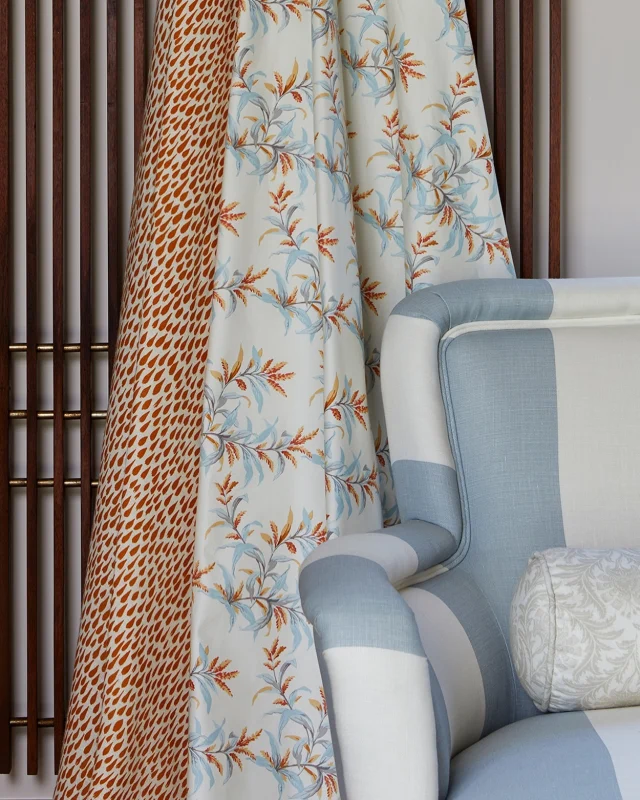 Praying for a Monsoon Summer with this combination of blues and autumnal oranges taken from my two house collections.

Drapes - Coco in Gingernut, Jessica in Tea in Tangier

Sofa - Arthur Stripe in Elephant Blue

Bolster - Vivien in Bertram

📷 by @kfiszerfoto