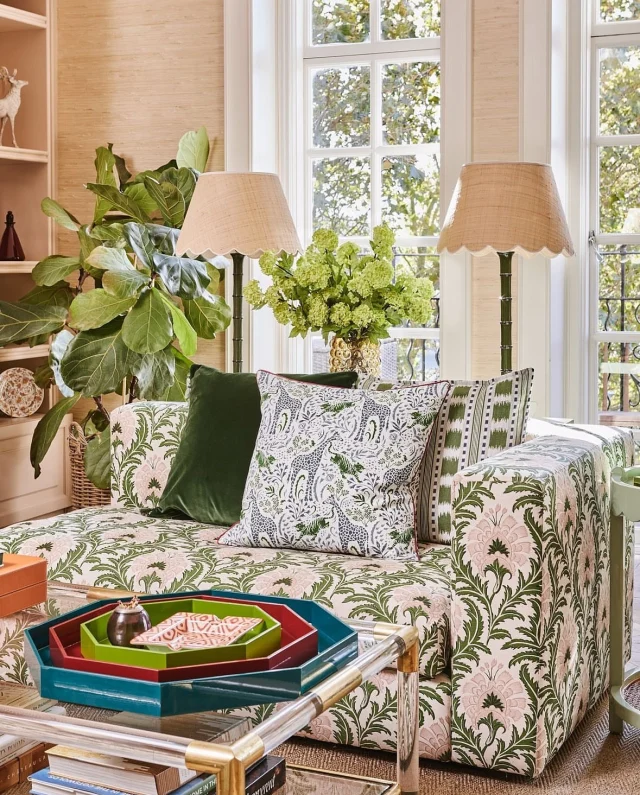 Wow. Another angle of this beautiful upholstered sofa in Raine Pickled Green in the @casa_by_jj showroom. 💚